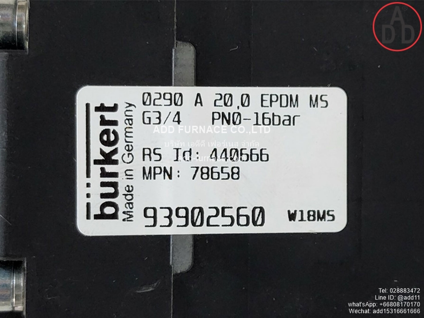 Burkert 0290 A 20,0 EPDM MS (2)